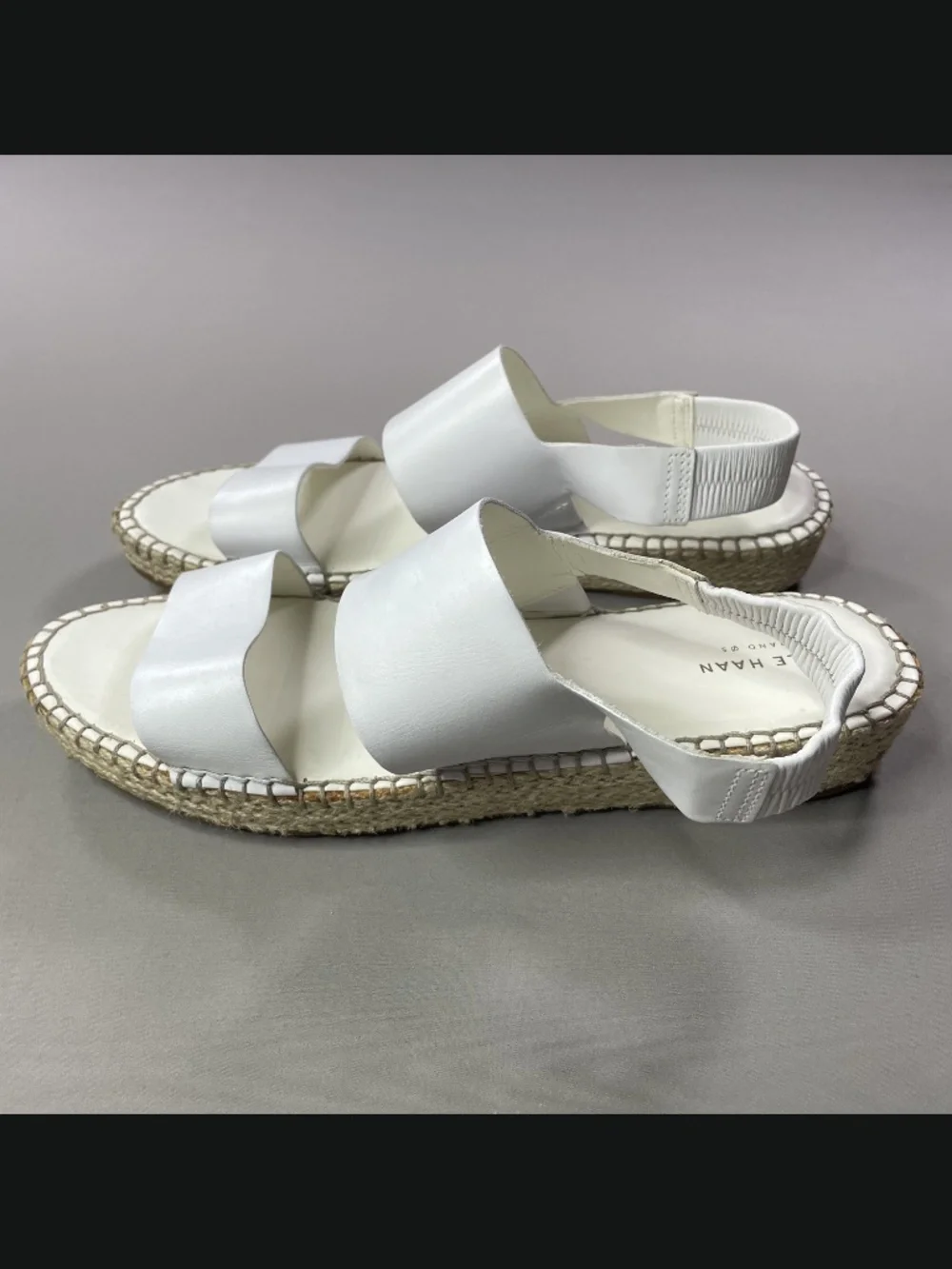 Cole Haan Shoes Womens 11 white brown leather jute sandals pinch summer casual